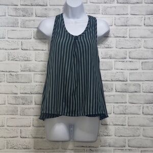 S.S.P Emerald Green Black Stripes Racerback Flowing Tank Small